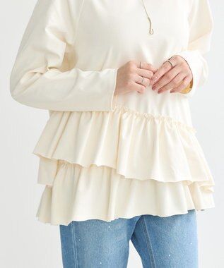 earth music&ecology フリルヘムプルオーバー Ivory