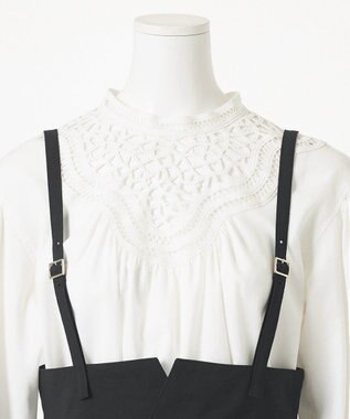 23区 L 【GOLD LABEL】クリスピーリネンストレッチ サスペンダーパンツ ブラック系