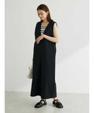 Green Parks 綿麻混サロペット Black