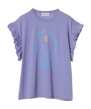 Green Parks ・ＤｏｕｂｌｅＦｌａｇｓ　フリルショルダープリントＴＥＥ Purple