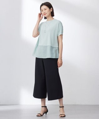 J.PRESS LADIES L 【洗える・抗菌防臭】FABRIC コンビ ニット スモーキーミント系