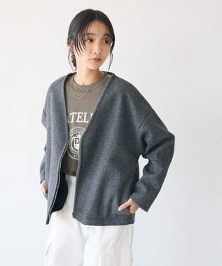 CRAFT STANDARD BOUTIQUE 圧縮ウール風ZIP付きジャケット Charcoal Gray