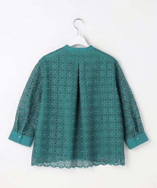 自由区 S ジオメトリックレース ブラウス ターコイズ