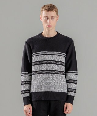 JOSEPH HOMME レボソジャガード 　クルーネックニット ブラック系3