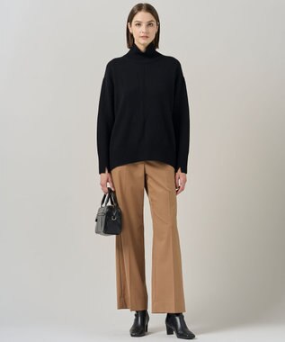 ICB 【洗える】T/Wブロード ワイドストレートパンツ キャメル系