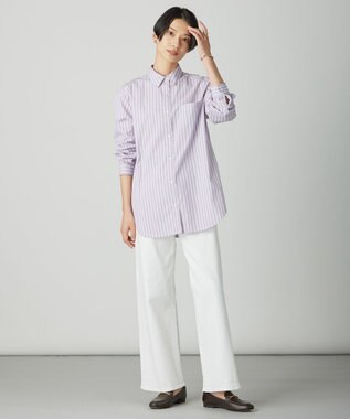 J.PRESS LADIES 【洗える】BASIC STRETCH DENIM ワイド ストレート デニム ホワイト系