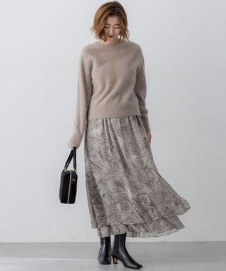 23区 【洗える】Erica クレープペイズリープリント スカート ライトグレー系