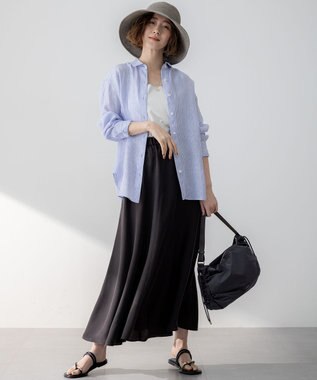 23区 LIBECO ベーシック シャツ ラベンダーストライプ