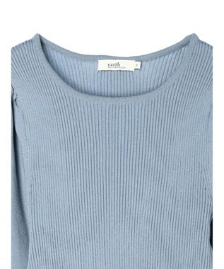 earth music&ecology 袖ポイントニットプルオーバー Blue