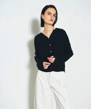 GRACE CONTINENTAL スラブリブシャツニットトップ ブラック