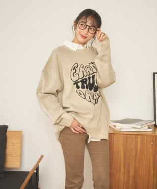 WEGO 【新色追加/ユニセックス着用ITEM/SMLサイズ展開】ジャガードグラフィックプルオーバー（LS） 柄2