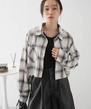 WEGO オンブレチェックショートシャツ ホワイトチェック1