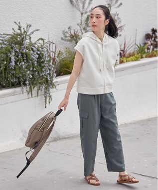 ANY L 【洗濯機可】ダンボールフレンチスリーブ ジップアップパーカー オフ