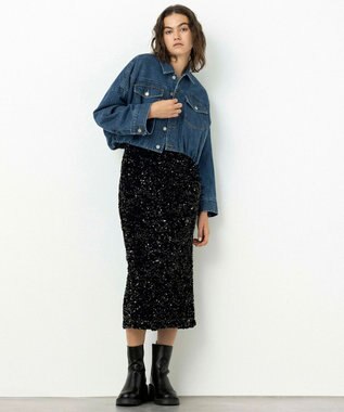 NAVE 【Nave・洗える】スパンコール スカート ブラック系