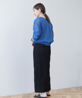 AMERICAN HOLIC バイカラーシアーニットカーディガン Blue