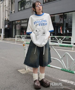 WEGO 【ユニセックス着用ITEM/MLサイズ展開】別注PEANUTSプリントT（SS） ホワイト