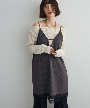 Green Parks ２ＷＡＹレース×ピンストライプキャミソールワンピース