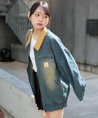 WEGO ワーカーズWジップデニムブルゾン デニム中濃加工色