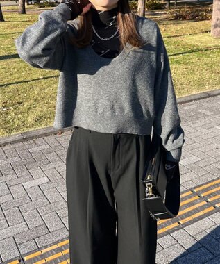 Green Parks ２ＷＡＹ　ショート丈ニットプルオーバー Gray Mixture