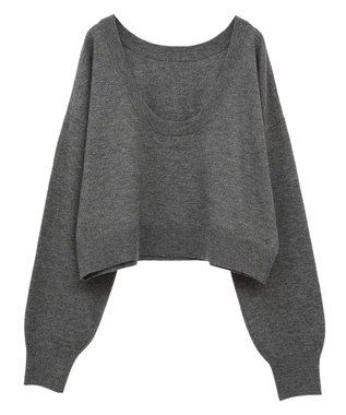 Green Parks ２ＷＡＹ　ショート丈ニットプルオーバー Gray Mixture