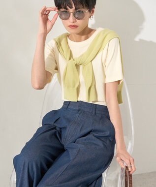 AMERICAN HOLIC リブ　５分袖トップス Pink