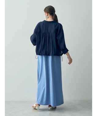 YECCA VECCA 【2点SET】シアーシャツ×Aラインキャミワンピース Navy