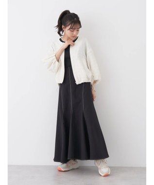 earth music&ecology 配色ステッチパネルフレアスカート Black