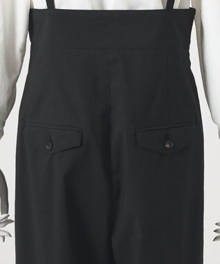 23区 L 【GOLD LABEL】クリスピーリネンストレッチ サスペンダーパンツ ブラック系