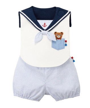 MIKI HOUSE HOT BISCUITS スタイ＆ブルマ ギフトセット【BOX付き】 白×ブルー