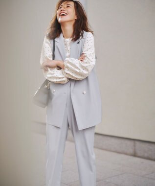 ANY L イージーケアライトストレッチテーパードパンツ ライトグレー