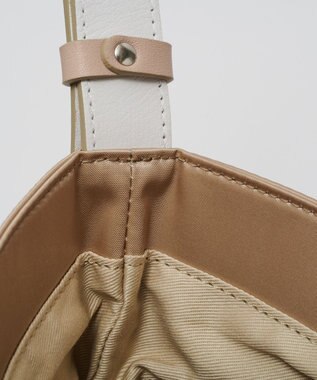 russet バイカラーレザーベルトフラットショルダーバッグ(SF-278) PinkBeige