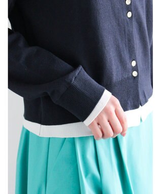 Te chichi 配色レイヤードカーディガン ネイビー