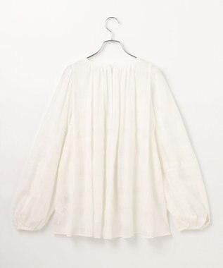 #Newans シアーチェックボリュームブラウス ホワイト