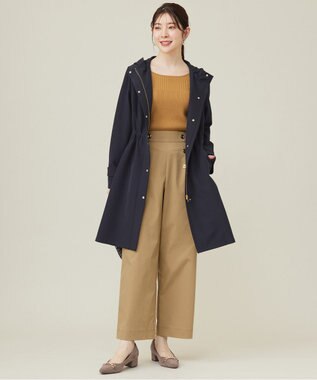 ANY SIS S 【洗える】フーデットロング アウター ネイビー