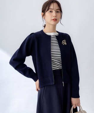 組曲 L スウェットライクニットブルゾン ネイビー系