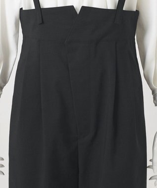 23区 L 【GOLD LABEL】クリスピーリネンストレッチ サスペンダーパンツ ブラック系