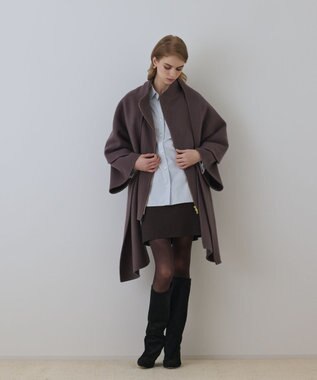 GRACE CONTINENTAL ストール付リバージップブルゾン チャコール