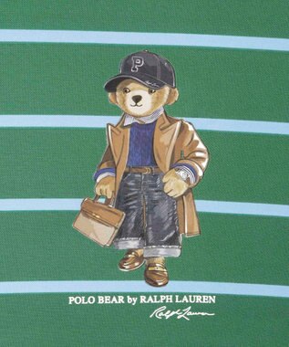 MOONBAT POLO RALPH LAUREN 折りたたみ傘 ボーダーストライプ POLO BEAR ビリジアン