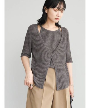 Green Parks テープヤーンドッキングニットプルオーバー Charcoal Gray