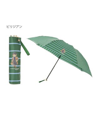 MOONBAT POLO RALPH LAUREN 折りたたみ傘 ボーダーストライプ POLO BEAR ビリジアン