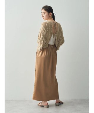 YECCA VECCA 2wayフリンジリボンニット Beige