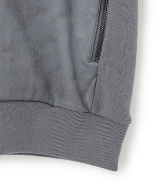 JOSEPH HOMME 新素材【ストレッチ/光沢感】レザーライクジャージーコンビ　フーディー ライトグレー系