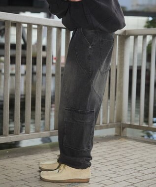 WEGO スウィッチングデニムカーゴパンツ デニムブラックソノタ