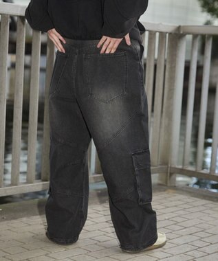 WEGO スウィッチングデニムカーゴパンツ デニムブラックソノタ