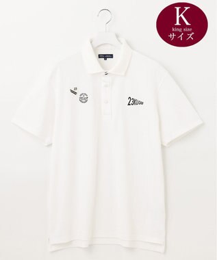23区GOLF 【キングサイズ】ハニカムカノコ 半袖ポロシャツ ホワイト系