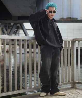 WEGO スウィッチングデニムカーゴパンツ デニムブラックソノタ