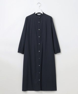 J.PRESS LADIES L 【洗える】T/Rウォッシャブルギャバ バンドカラー ワンピース ネイビー系