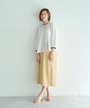 YECCA VECCA 配色パイピングブラウス Off White