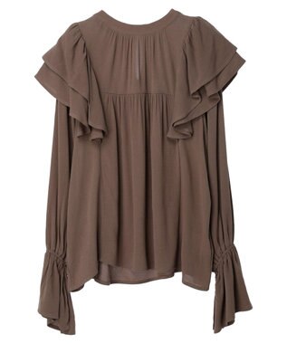 Green Parks ・Ｐｅｔｉｔ　Ｆｌｅｕｒ　ラッフルショルダーブラウス Mocha
