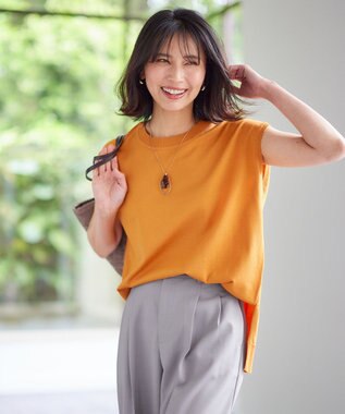 ANY 【洗濯機可】フレンチスリーブニットプルオーバー オレンジ